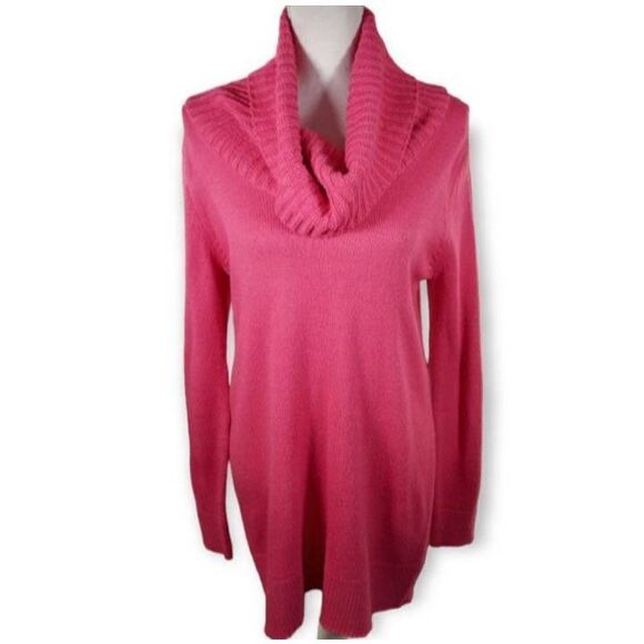 H&M PINK COWL-NECK SWEATER DRESS TUNIC SZ.M EUC. - Picture 2 of 8